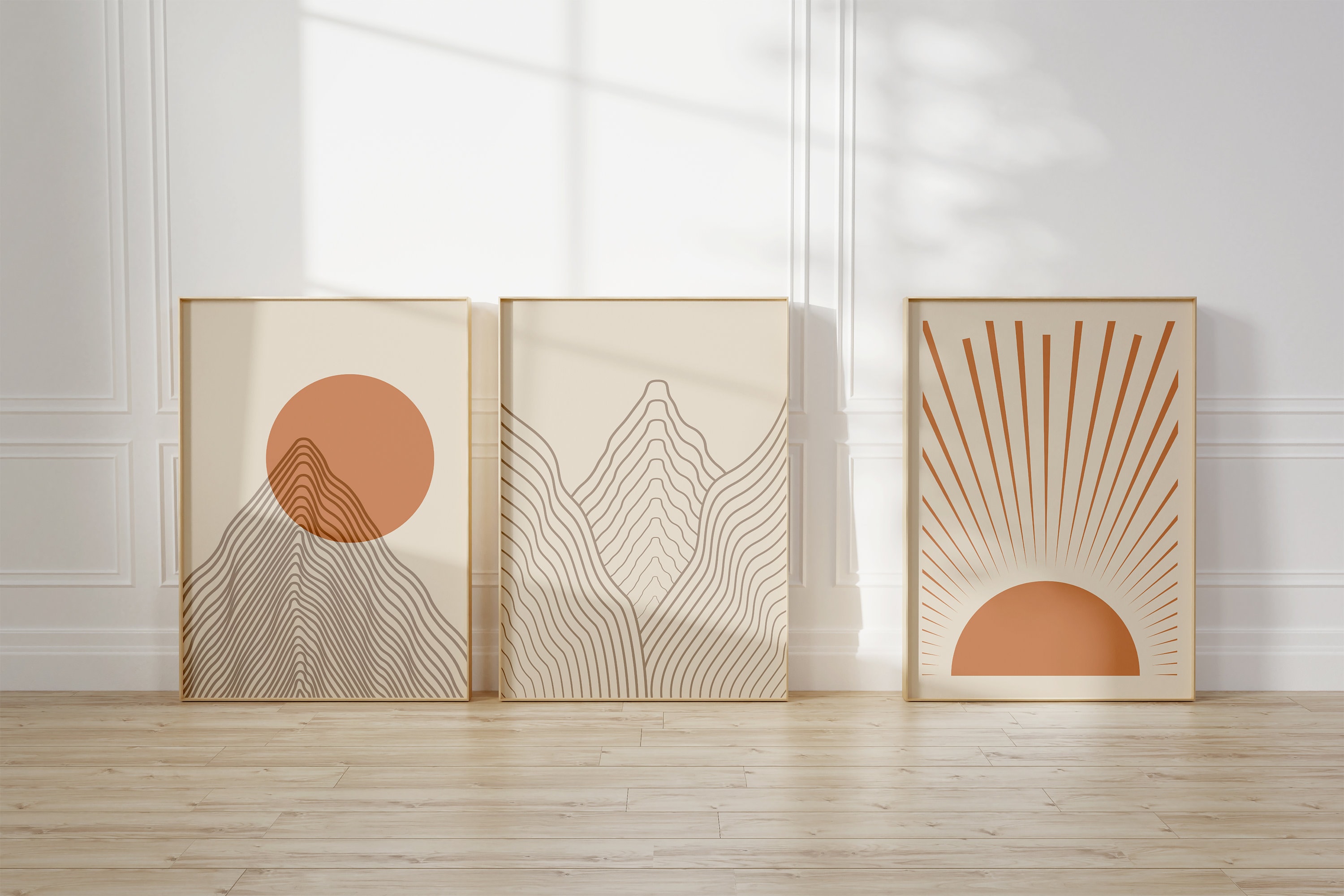 Boho Landscape Wall Prints Abstract Art Mountains Wall Art Etsy