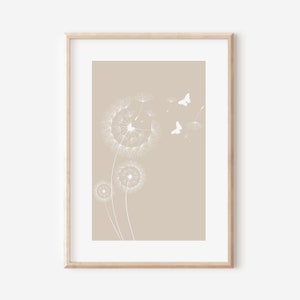 Neutral Beige Wall Prints, Botanical Wall Prints, Plant Wall Art, Dandelion Wall Art, Beige Home Decor, Hand Drawn Plants, Set of 3 Prints image 8