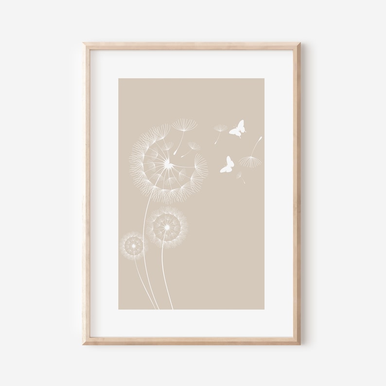Neutral Beige Wall Prints, Botanical Wall Prints, Plant Wall Art, Dandelion Wall Art, Beige Home Decor, Hand Drawn Plants, Set of 3 Prints image 8