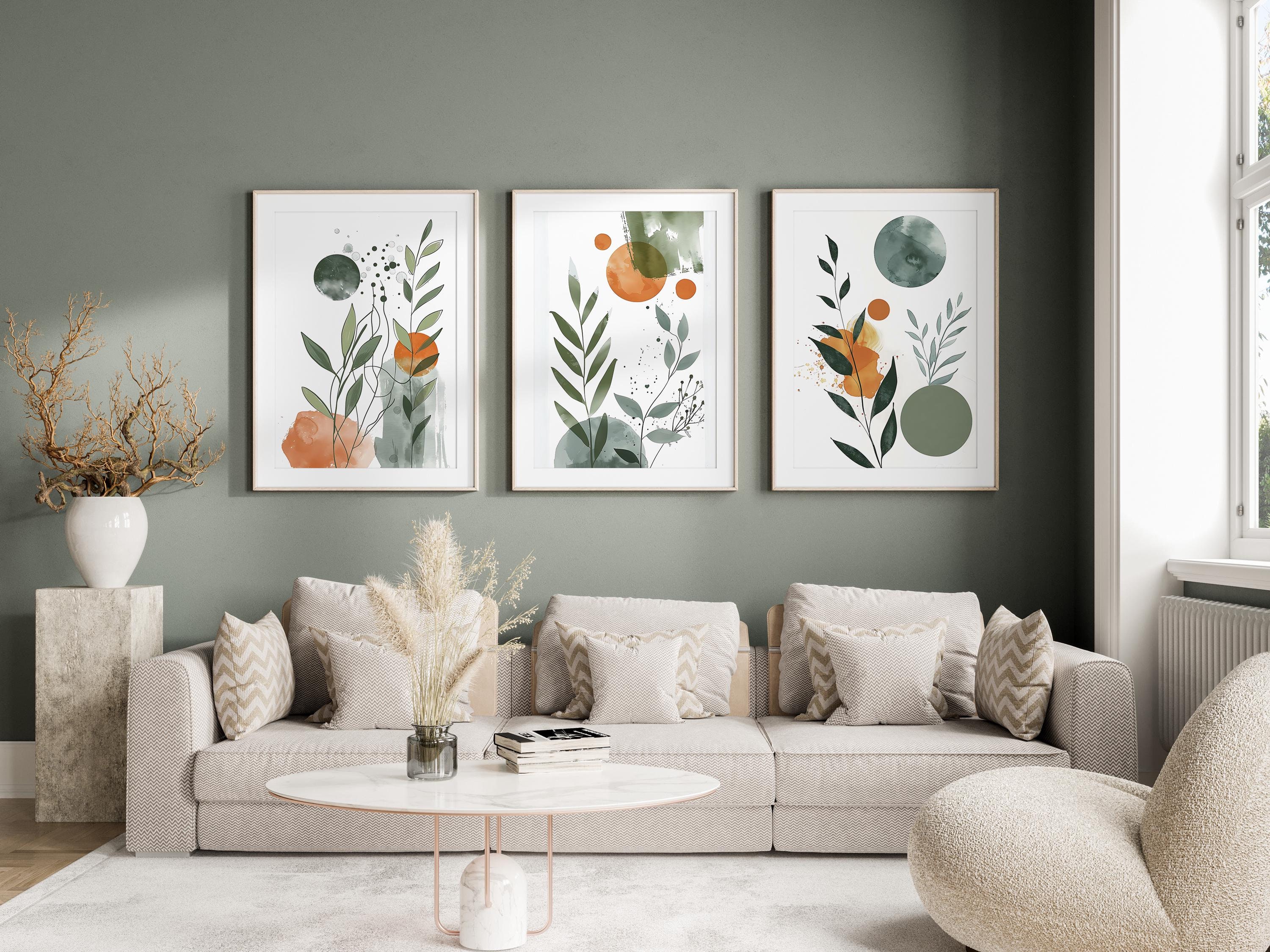 Botanical Watercolor Print Set: Nordic Boho Wall Art