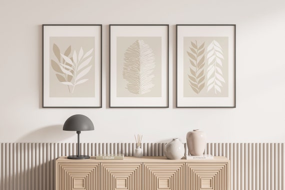 Neutral Wall Prints, Botanical Wall Prints, Plant Wall Art, Botanical Wall Art,Beige Prints,Set of 3 Prints, Beige Boho Art,Beige Home Decor