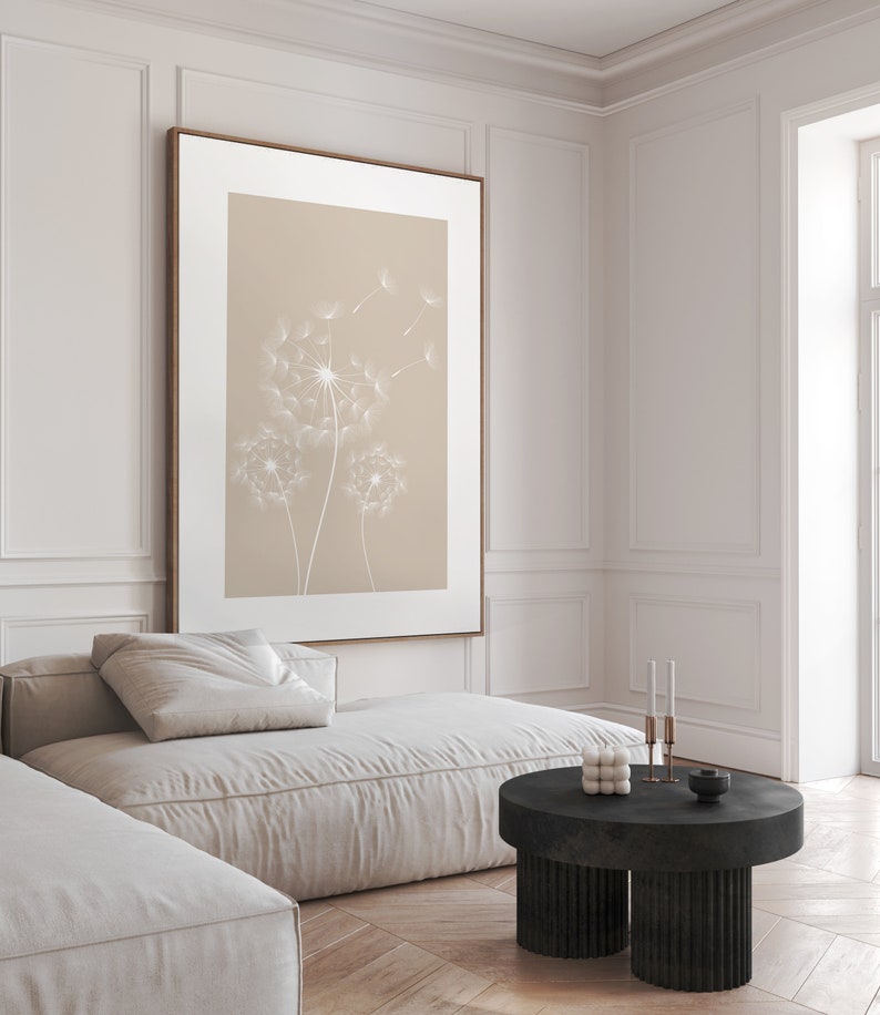 Neutral Beige Wall Prints, Botanical Wall Prints, Plant Wall Art, Dandelion Wall Art, Beige Home Decor, Hand Drawn Plants, Set of 3 Prints image 10