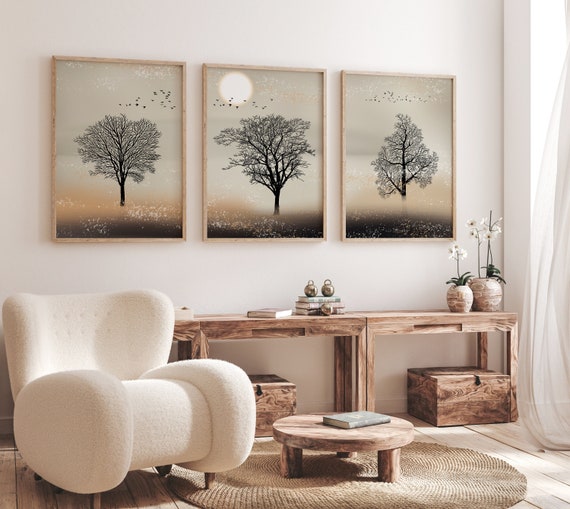 Nature Wall Prints Neutral Landscape Wall Art Vintage Tree Etsy UK