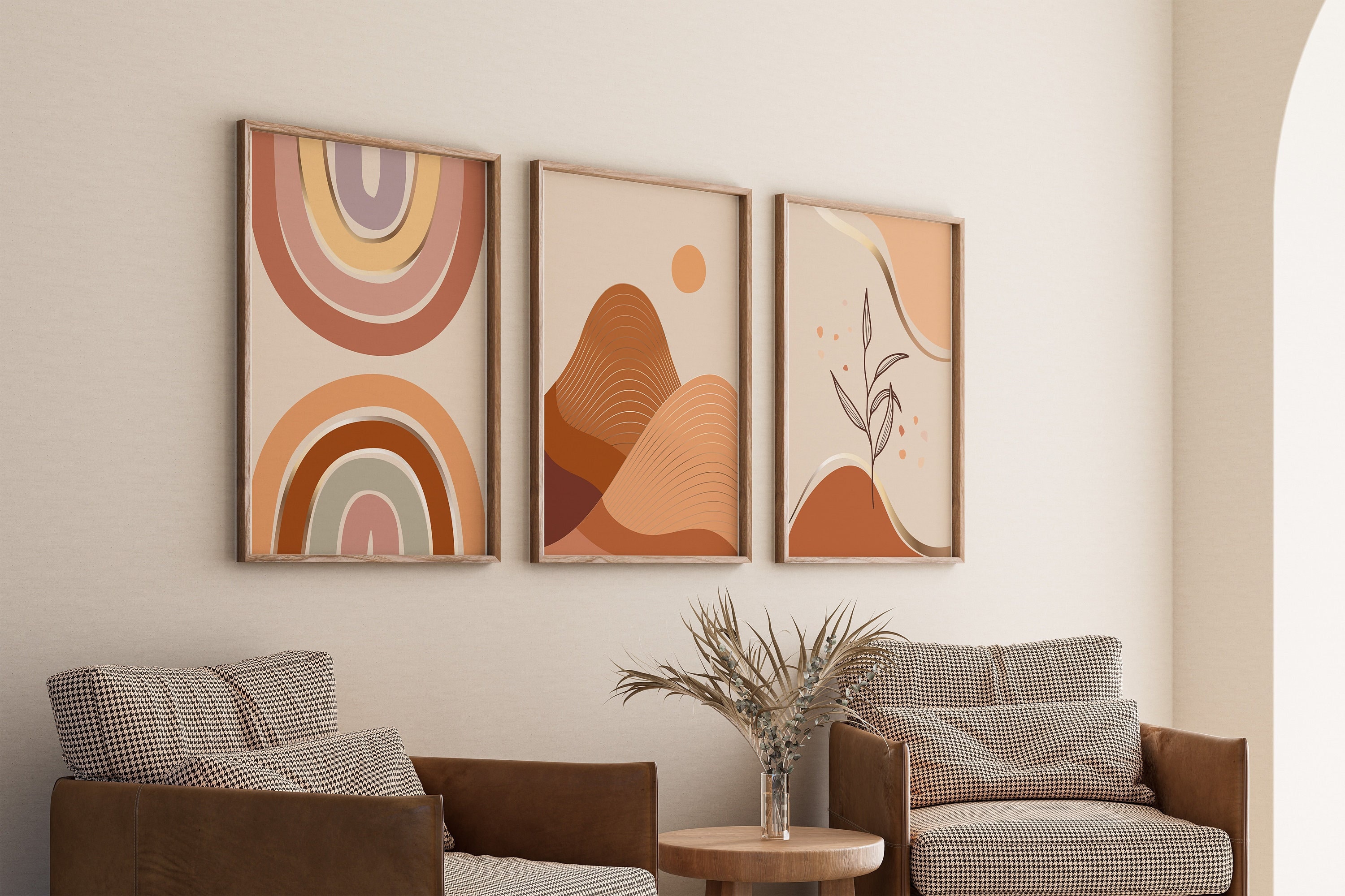 Boho Abstract Wall Art Prints, Boho Wall Decor, Set of 3