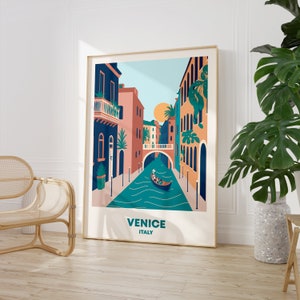 Venice Wall Art, Italy Venice Gift Art Lovers, Travel Market Wall Art Prints, Modern Travel Art, Living Room Print, Venice Grand Canal Art