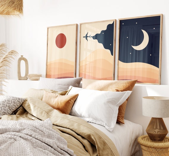 Desert Wall Art Prints: Modern Boho Minimalist - Set of 3 Posters