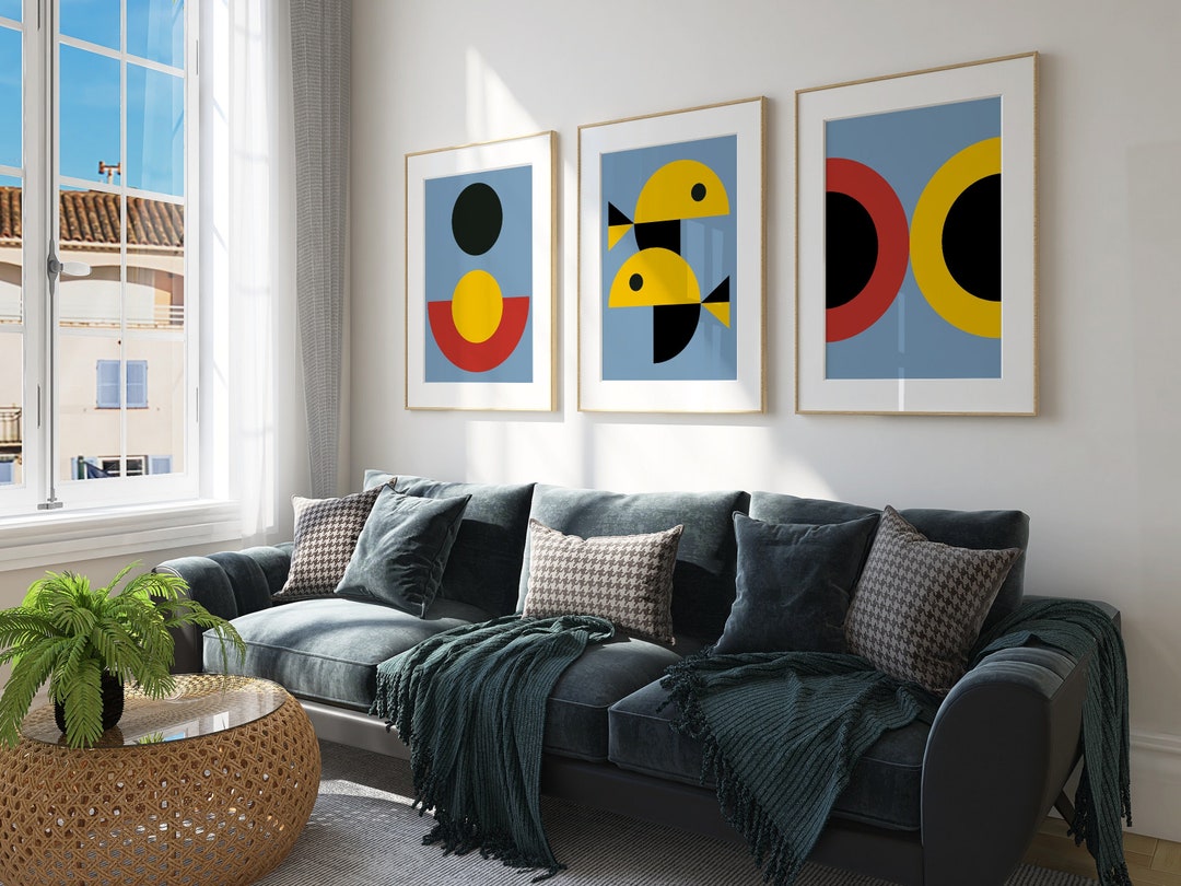 Bauhaus Wall Art Set - Mid Century Modern Geometric Posters - Etsy