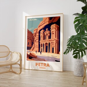 Petra Wall Art, Petra Jordan Gift Art Lovers, Petra Artwork, Travel Market Wall Art Print, Modern Travel Art, Living Room Print, Terracotta