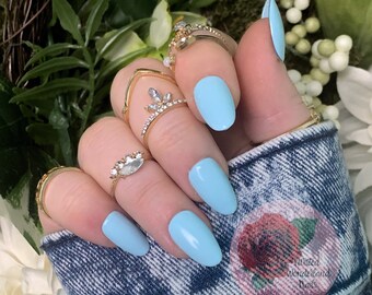 Baby Blue Nails Etsy Baby Blue Nails Etsy