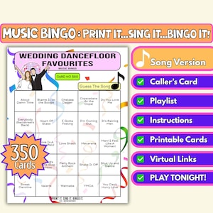 350 tarjetas con los favoritos de la pista de baile para bodas / Juego imprimible de Spotify para grandes bodas, despedidas de soltera y recepciones / Descarga instantánea / Formato de canciones