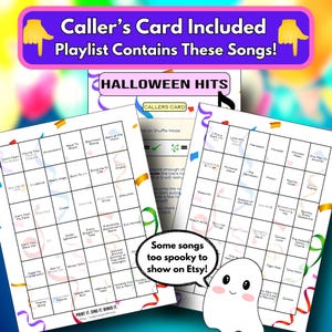Halloween-muziekbingokaarten – Halloweenhits | 300 kaarten | Nerdy partygame | Noem dat nummer afbeelding 2