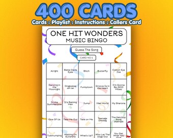 Bingo de canciones de un solo éxito / 400 tarjetas / Juego para eventos benéficos / Adivina la canción