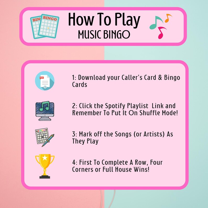 Cheesy Tunes Music Bingo Cards | 50 Cards | Birthday Bingo | Music Trivia Game | image 3