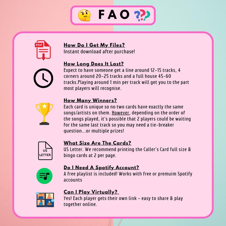 One Hit Wonders Music Bingo Cards | 300 Cards | Staff Party Game | Song Quiz image 6