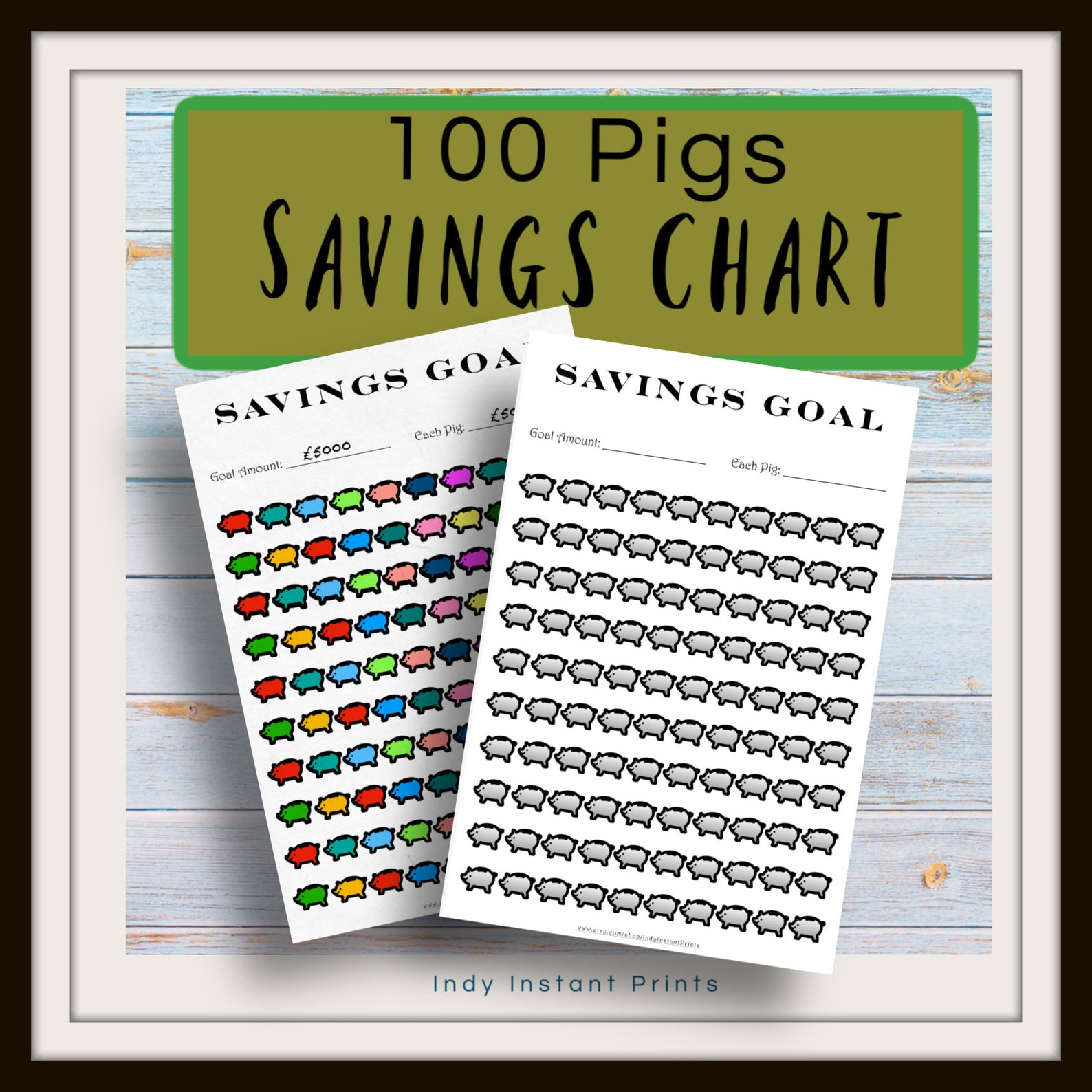 Piggy Bank Savings Tracker Chart to Colour in - Print at Home - Instant ...