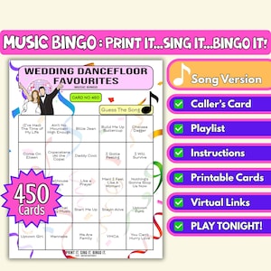 450 tarjetas con los favoritos de la pista de baile para bodas / Juego de música imprimible de Spotify para despedidas de soltera, recepciones y bodas de fin de semana / Formato de canciones