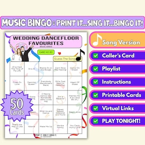 50 tarjetas con los favoritos de la pista de baile de tu boda / Juego imprimible de Spotify para despedidas de soltera, recepciones de boda y celebraciones en el jardín / Formato de canciones