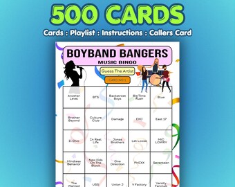 Boyband Bangers Music Bingo Cards | 500 Cards | Corporate Event Game | Guess the Artist