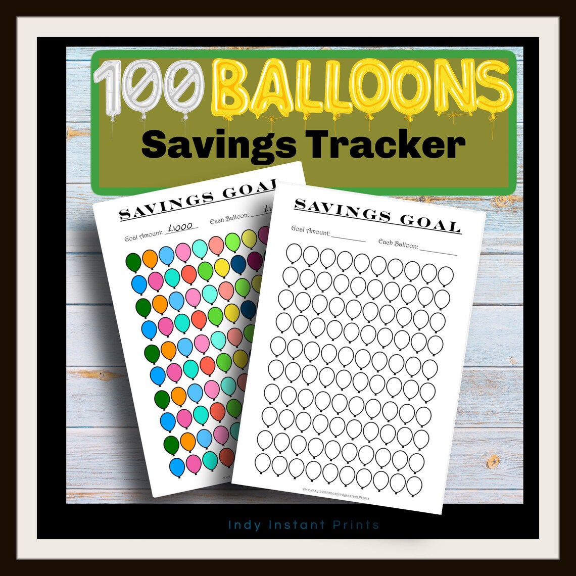 Balloon Savings Fund Goal Tracker 100 Balloons Piggy Bank Style Savings