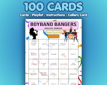 Boyband Bangers Music Bingo Cards | 100 Cards | Hen Party Game | Name That Artist
