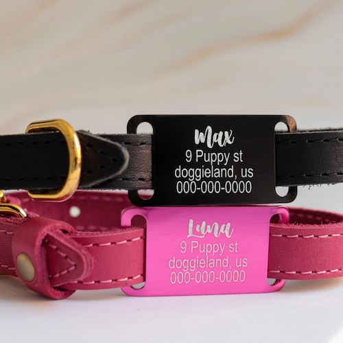 Slide on Silent Pet ID Tags Personalized Engraved Dog ID Tag Etsy