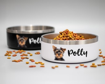 Personalized Pet Bowl with Name+Photo, Custom Non-Slip Dog & Cat Food and Water Feeding Picture Bowl, New Animal Moms Gift, Dog Food bowl