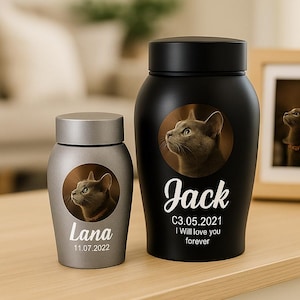 Custom Pet Photo Urn For Dogs Ashes, Personalized Dog Memorial Cremation Urn, Cat Ashes Vase Keepsake, Remembrance Gift