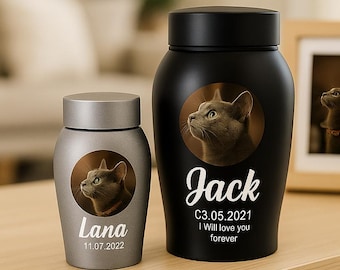 Custom Pet Photo Urn For Dogs Ashes, Personalized Dog Memorial Cremation Urn, Cat Ashes Vase Keepsake, Remembrance Gift