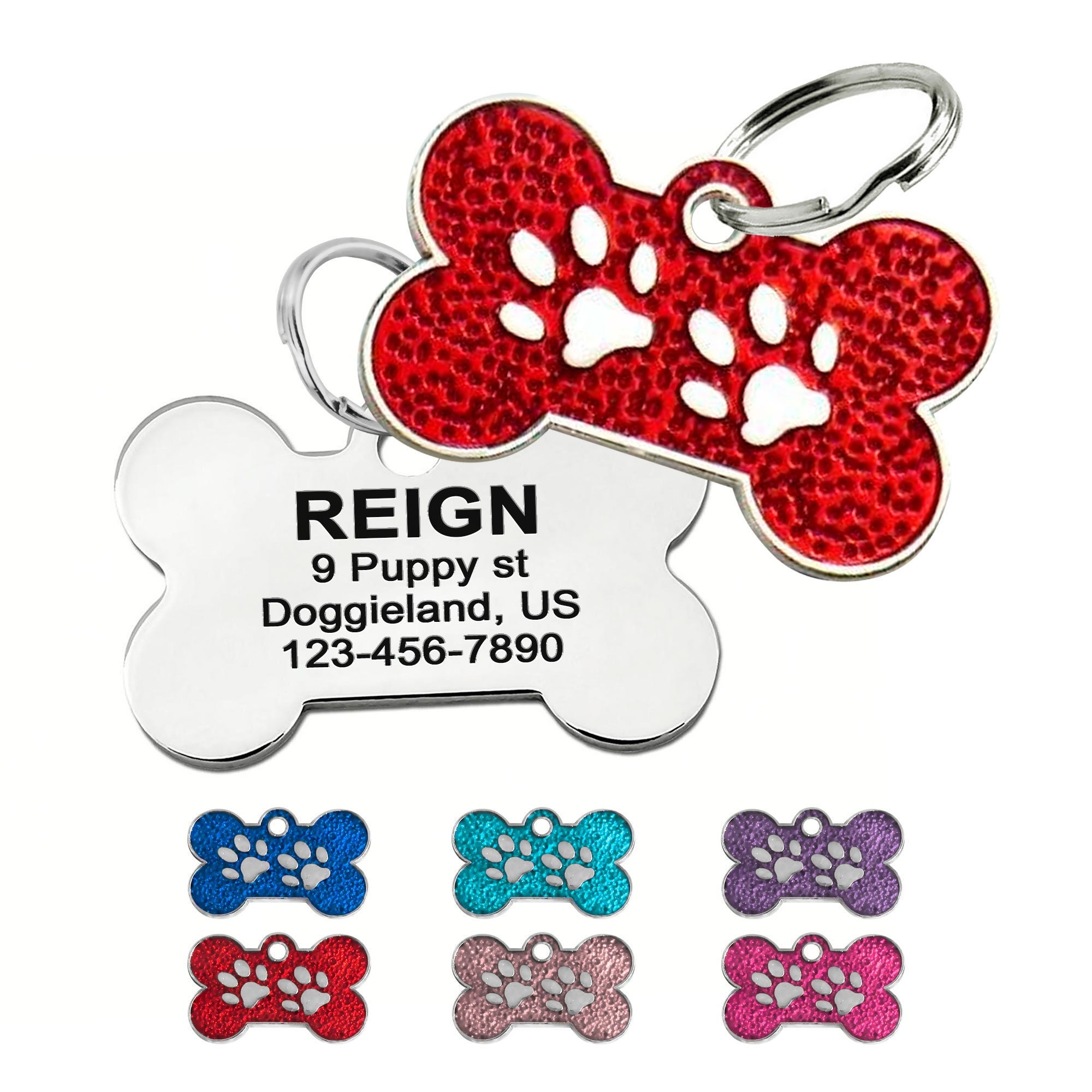 Custom Bone Pet ID Name Tag for Dog Collars Personalized Etsy