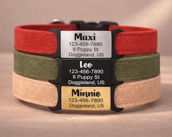 Custom Engraved Silent Slide On Pet Tag ID, Personalized No Jingle Dog & Cat Tags