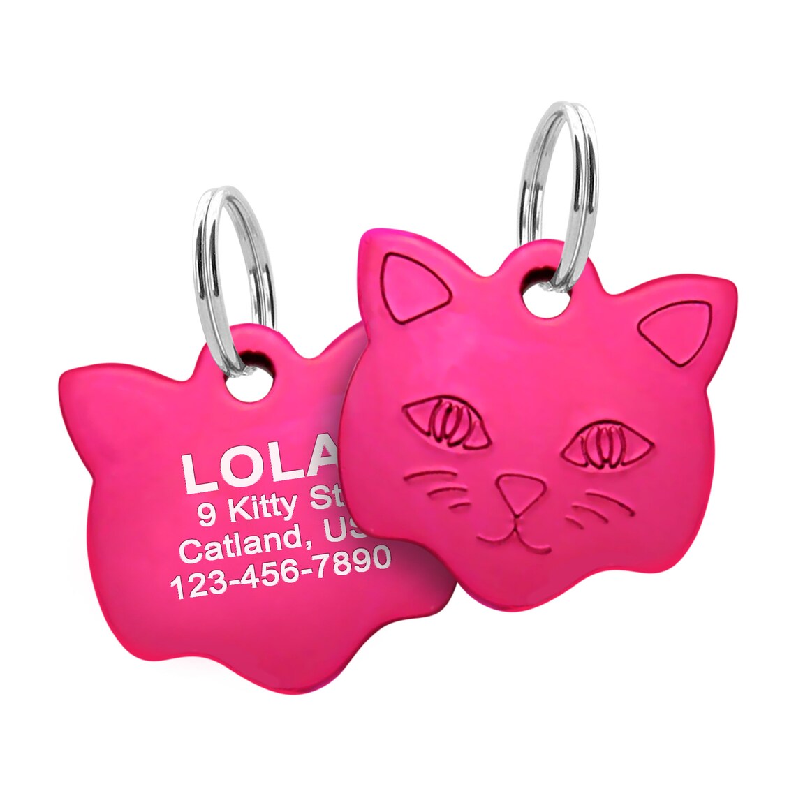 Custom Engraved Cute Cat ID Tag Small Kittens ID Tag Etsy