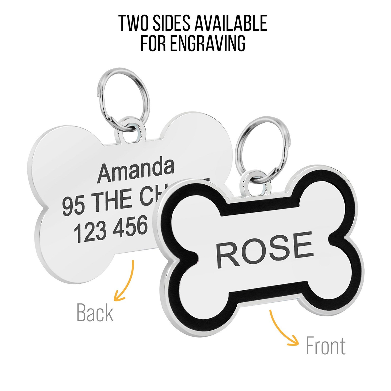 Personalized Bone Stainless Steel Pet ID Tag Dog Collars Etsy