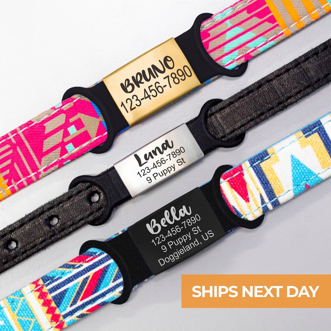 Custom Engraved Pet ID Tags, Personalized Slide on Pet ID Tag Dog