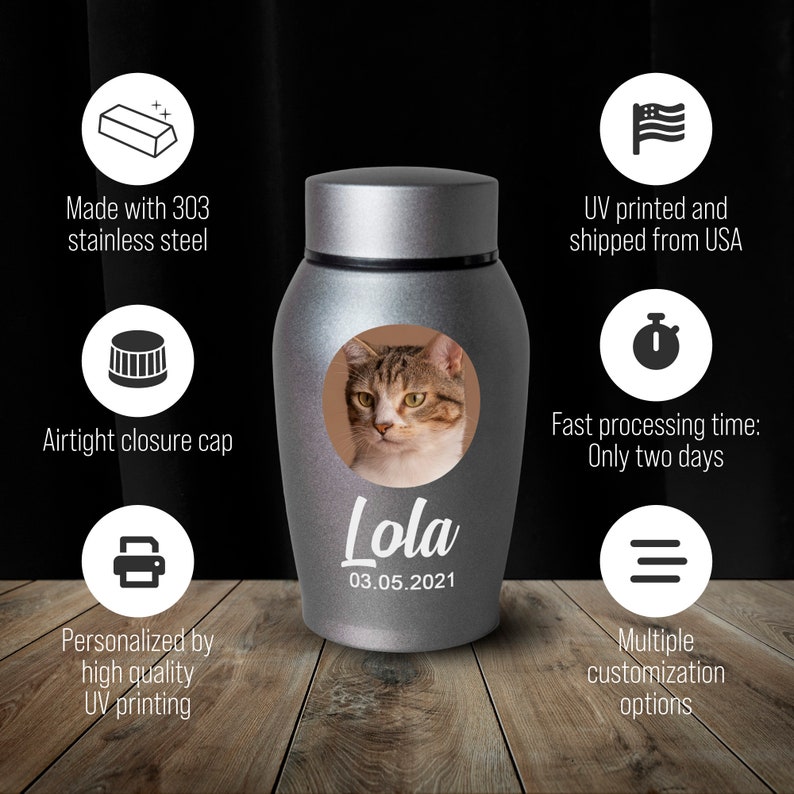 Custom Pet Photo Urn for Dogs Ashes, Personalized Dog Memorial