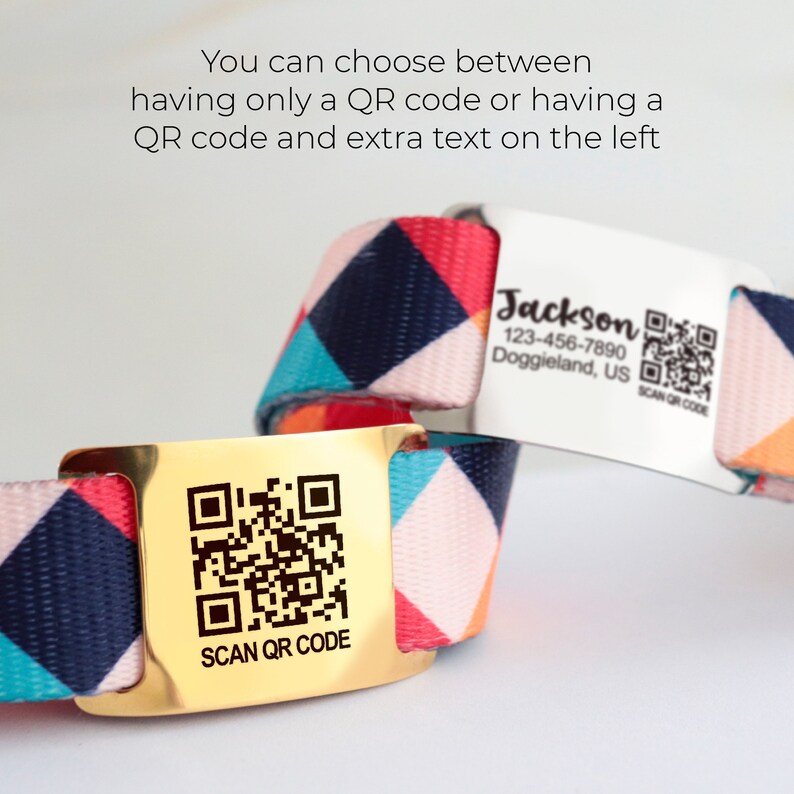Custom QR Code Slide on Collars & Harness Dog Tag Etsy