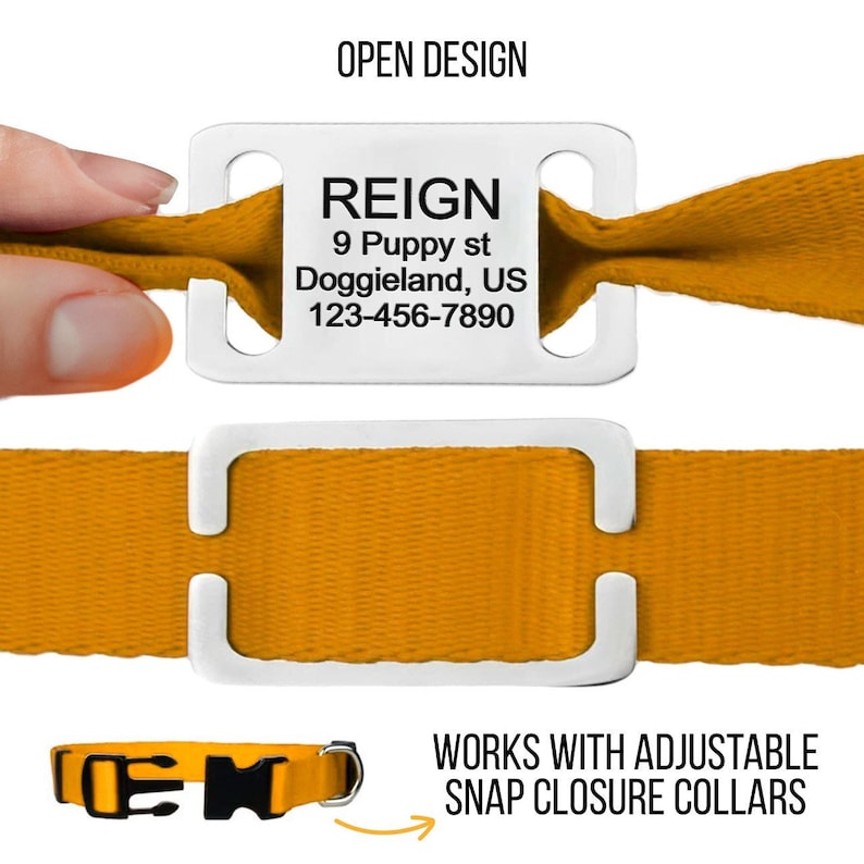 Personalized Slide on Pet ID Tag Dog Collars Custom Engraved Etsy