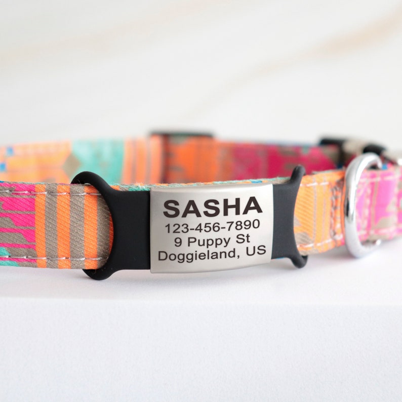 Personalized Slide on Silent Dog Tags Pet ID Tag Dog Collars Etsy