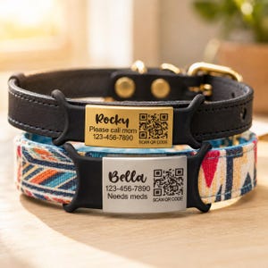 Qr Code Smart Slide On Dog Tag, Custom Scannable Pet ID Tag, Collars Name Silent Dog Tag, Personalized Engraved ID Tag, Metal Cat Tag