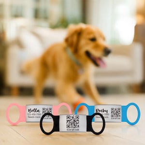 Smart Qr Code ID Pet Tag, Custom Scannable Slide On Dog ID Tag, Collars Name Silent Dog Tag, Personalized Engraved ID Tag, Metal Cat Tag