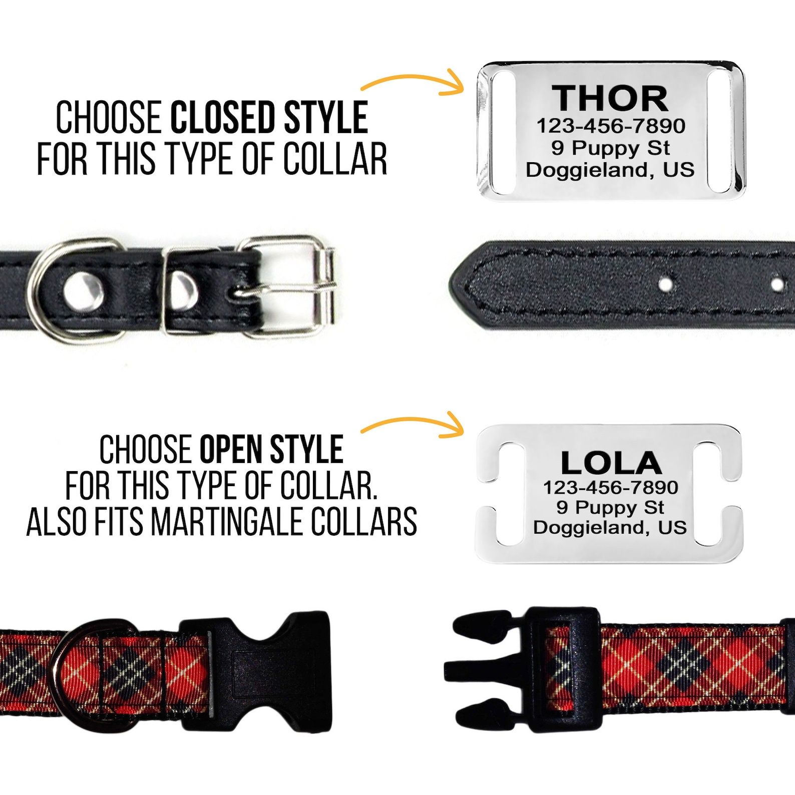 Custom Slide on Dog Tag Martingale Dog Tag Silent Dog Tag Etsy UK