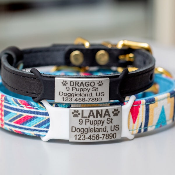 Custom Engraved Steel Pet ID Tags, Personalized Slide On Pet ID Tag Dog Collars, Dog Name Tag, Personalized Slide On Dog ID Tag, Cat Tag