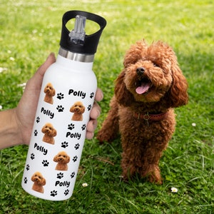 Botella de agua personalizada con foto de mascota, vaso con retratos de perros y gatos personalizados para mamá, vaso para nuevos dueños de cachorros, regalo conmemorativo para mascotas.