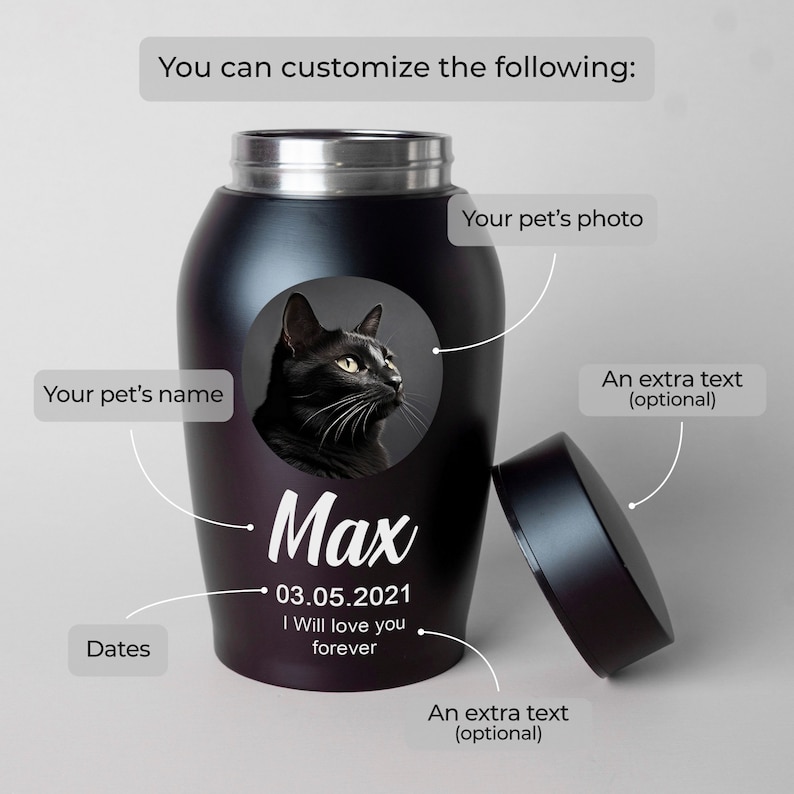 Custom Pet Photo Urn for Dogs Ashes, Personalized Dog Memorial