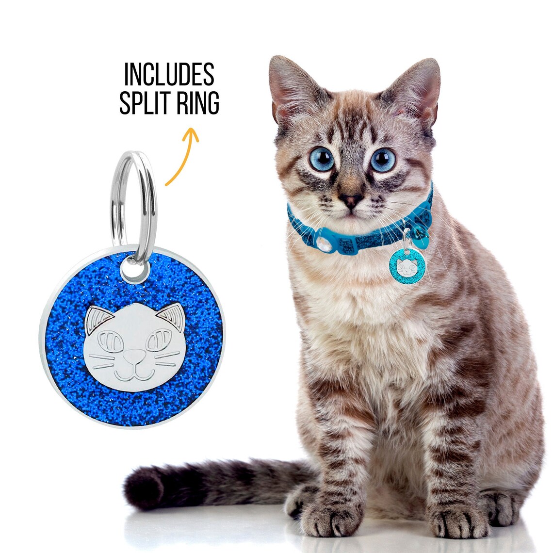 Custom Cat ID Tag Personalized Engraved Cat Bling ID Tag Cat Etsy