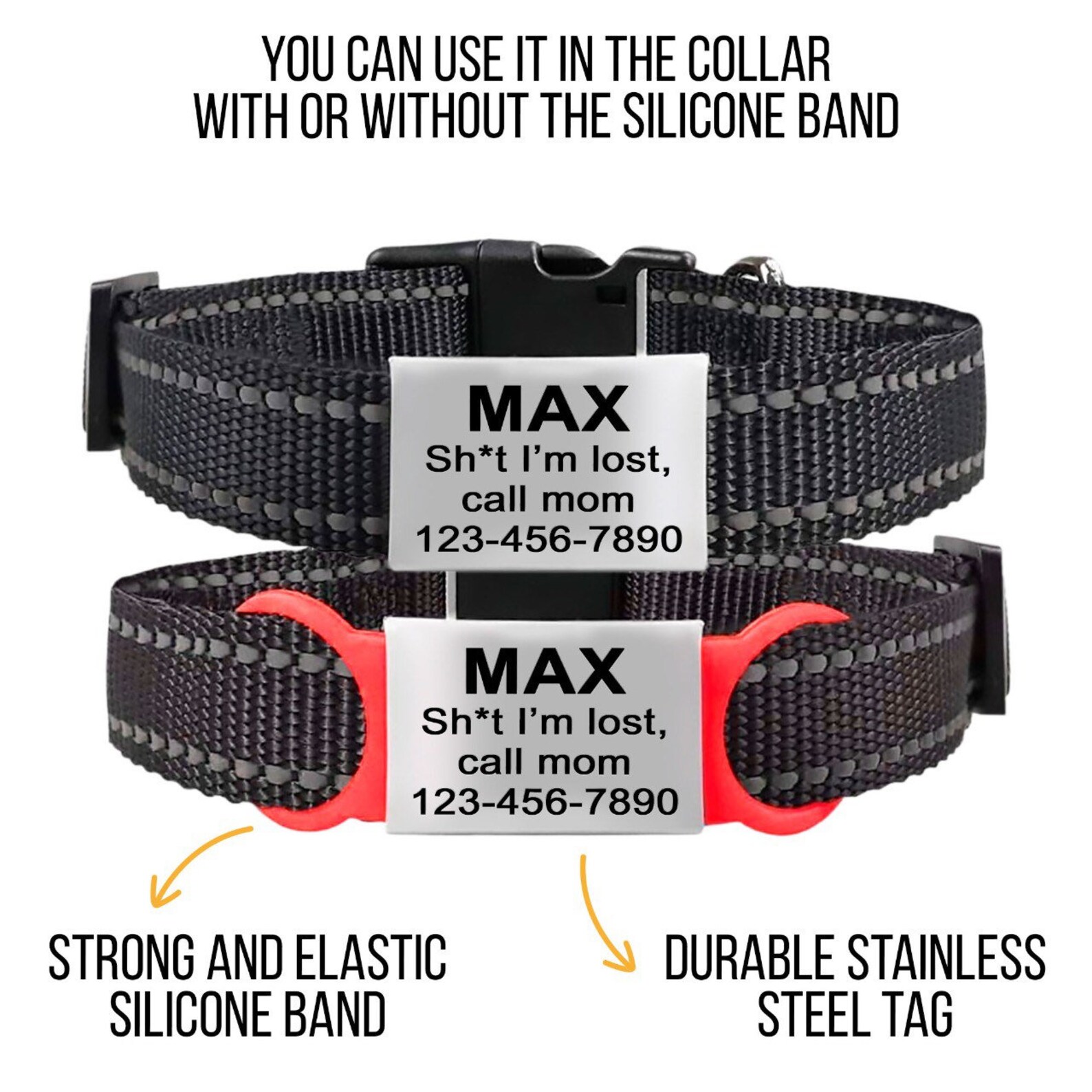 Slide on Silent Pet ID Tags Personalized Engraved Dog ID Tag Etsy