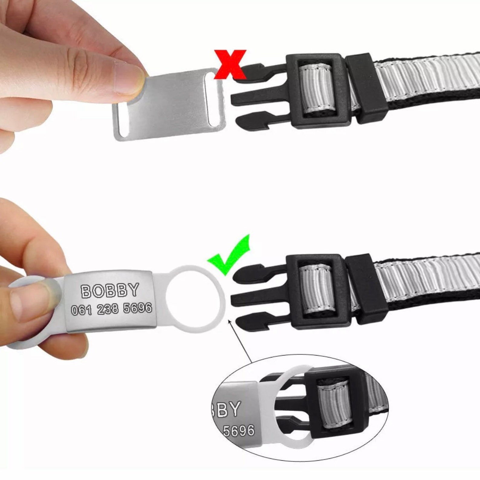 Personalized Slide on Silent Dog Tags Pet ID Tag Dog Collars Etsy