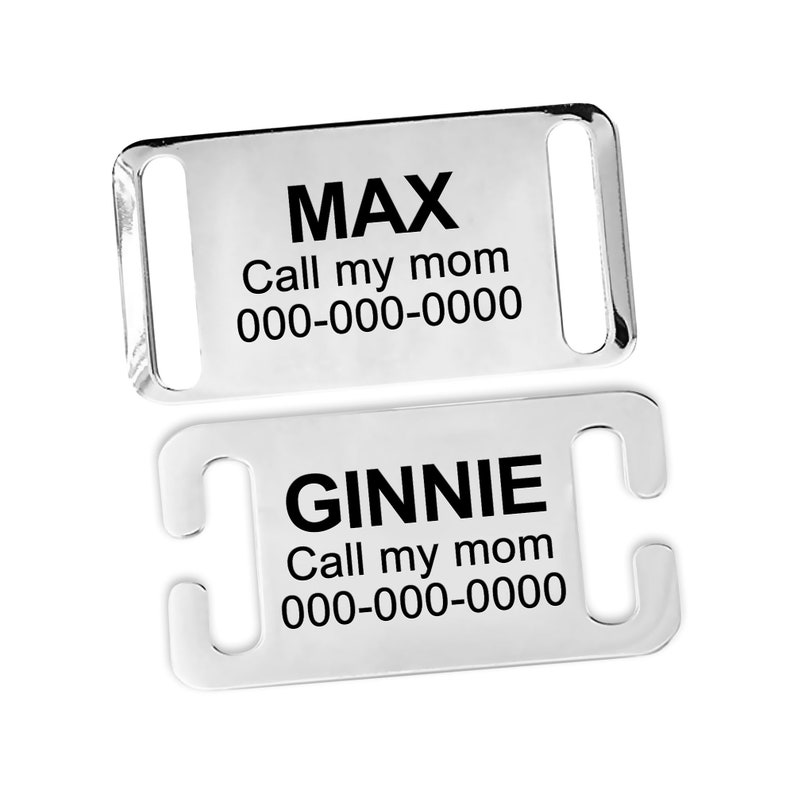 Personalized Slide on Pet ID Tag Dog Collars Custom Engraved Etsy