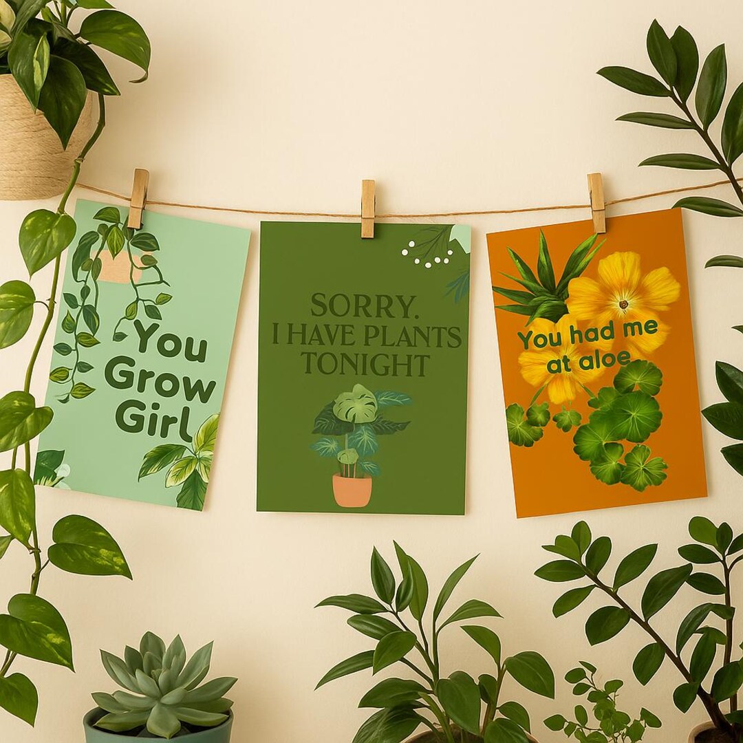 Plant Lover Printable Set, 3 Botanical Quote Prints, Digital Download ...
