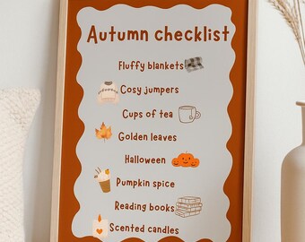 Autumn Checklist Print: Cozy Fall Decor, Pumpkins & Tea (Digital Download)