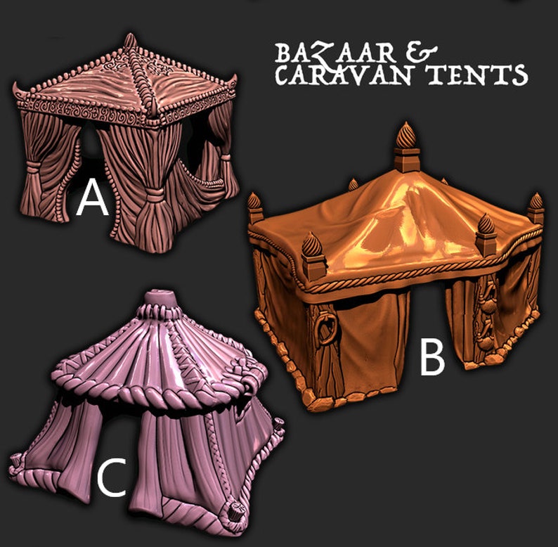 Bazaar and Caravan Tents 32mm or 28mm Fantasy Terrain Etsy